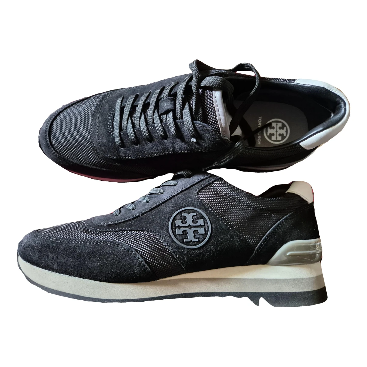 Pre-owned Tory Burch Leather Trainers In Black