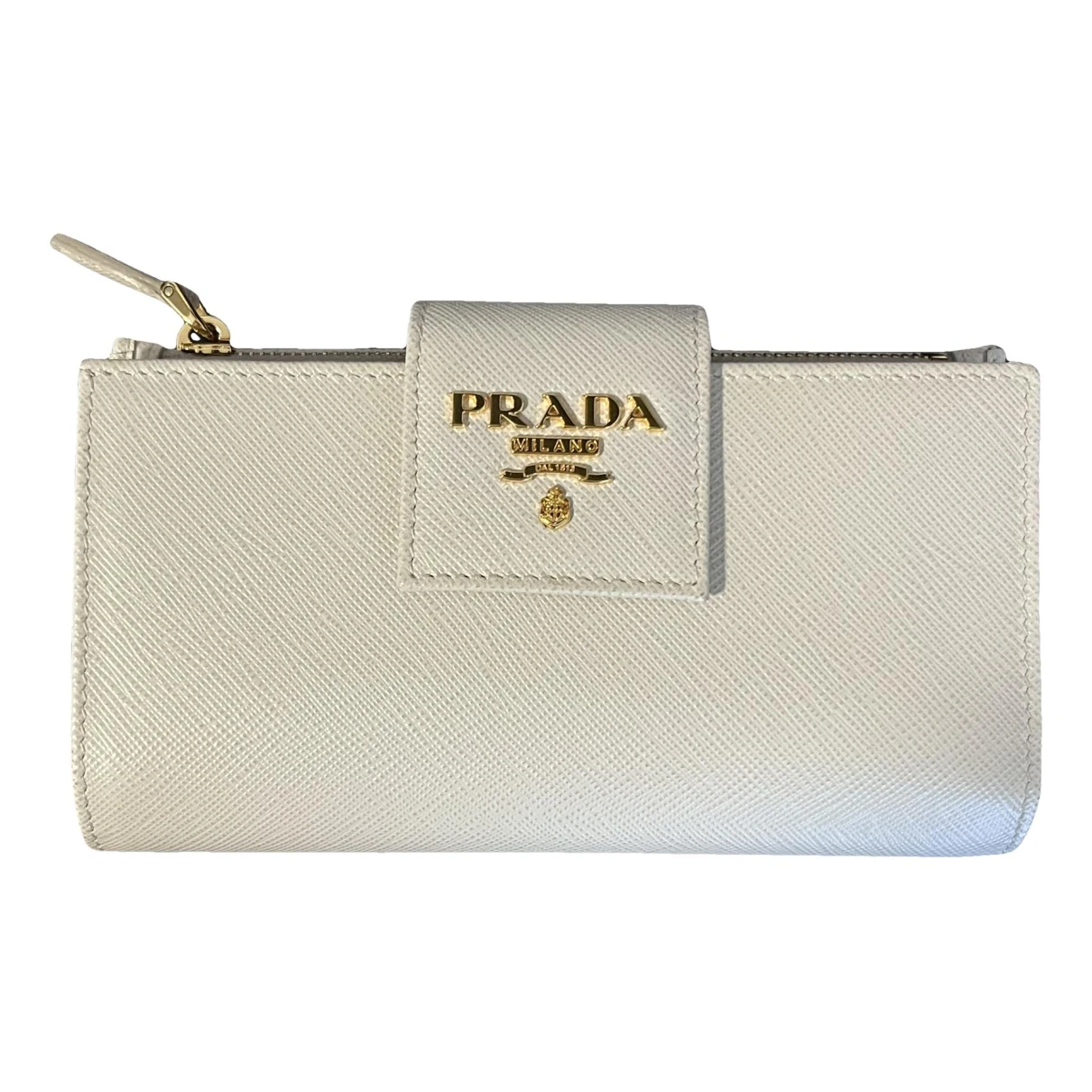 Pre-owned Prada Leather Wallet In White