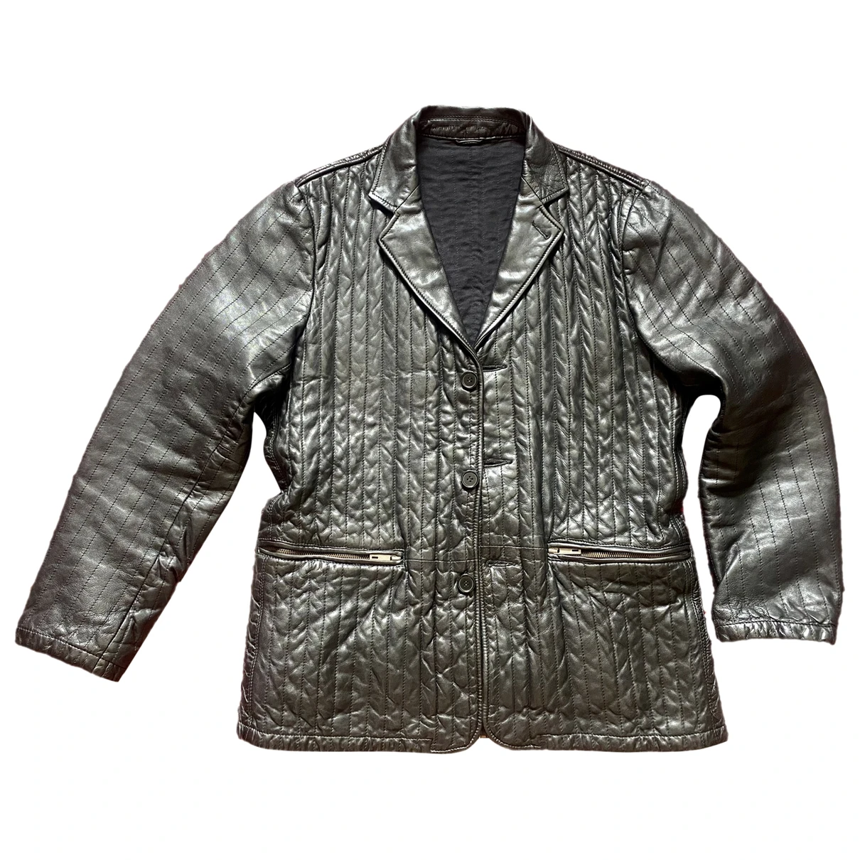 Pre-owned Chevignon Leather Vest In Black