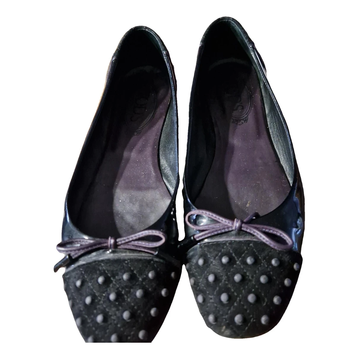 Pre-owned Tod's Patent Leather Ballet Flats In Black