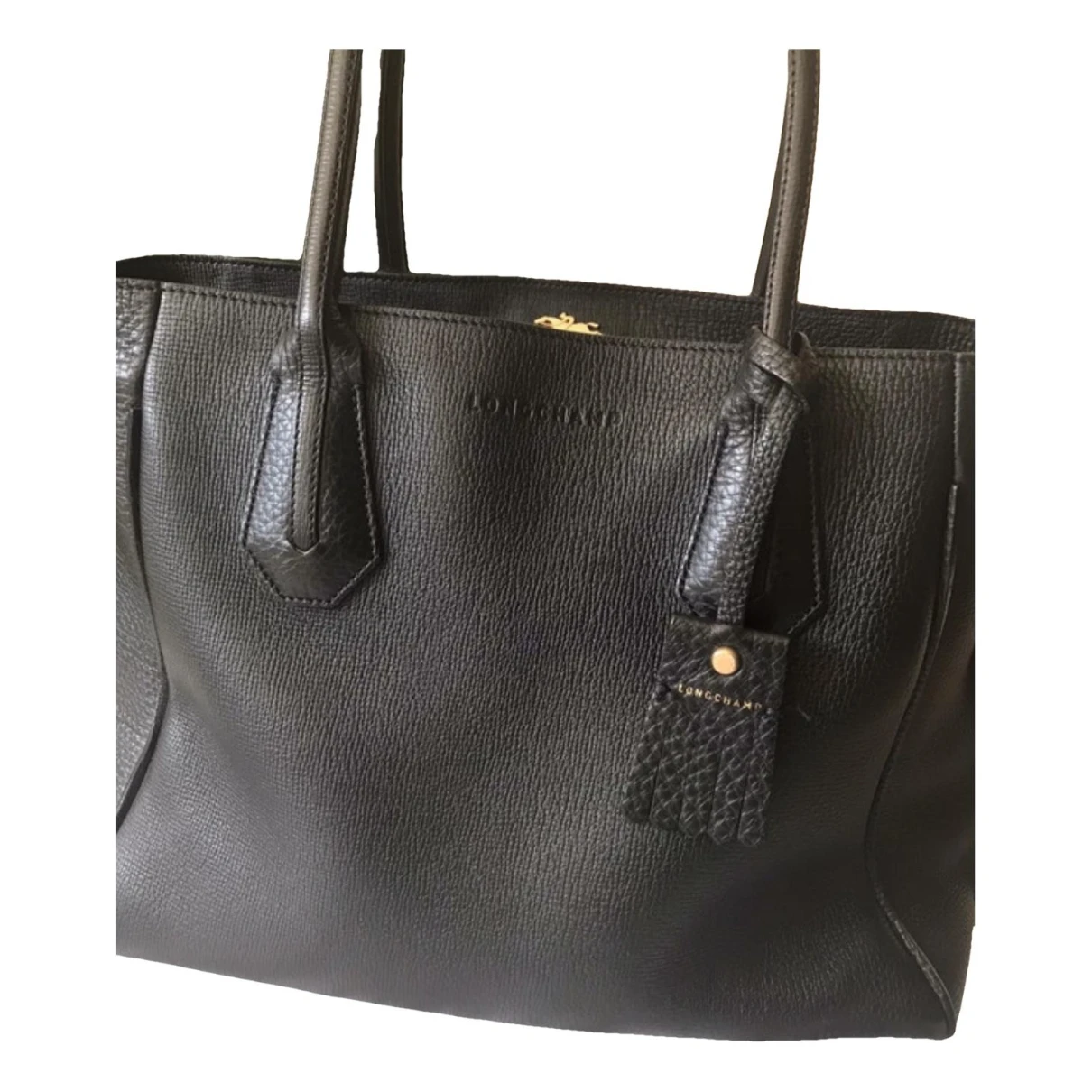 Pre-owned Longchamp Penelope Leather Tote In Black