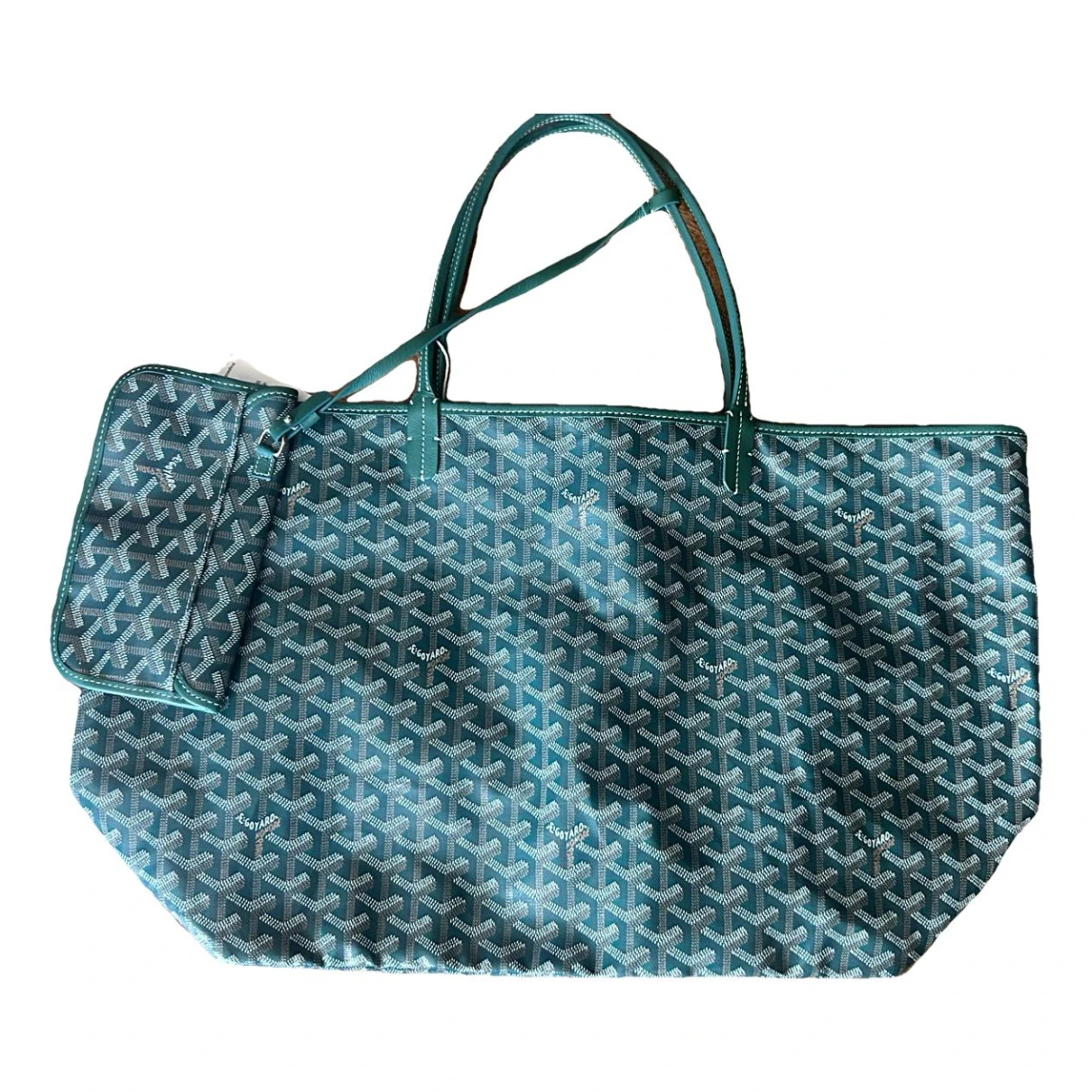 Pre-owned Goyard Anjou Leather Tote In Green