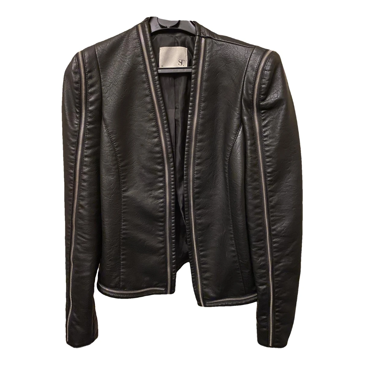 Pre-owned Supertrash Leather Short Vest In Black