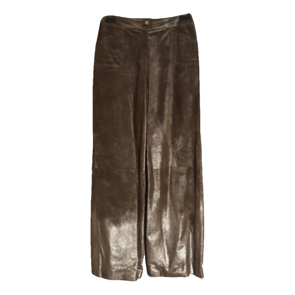 Pre-owned Chanel Leather Straight Pants In Brown