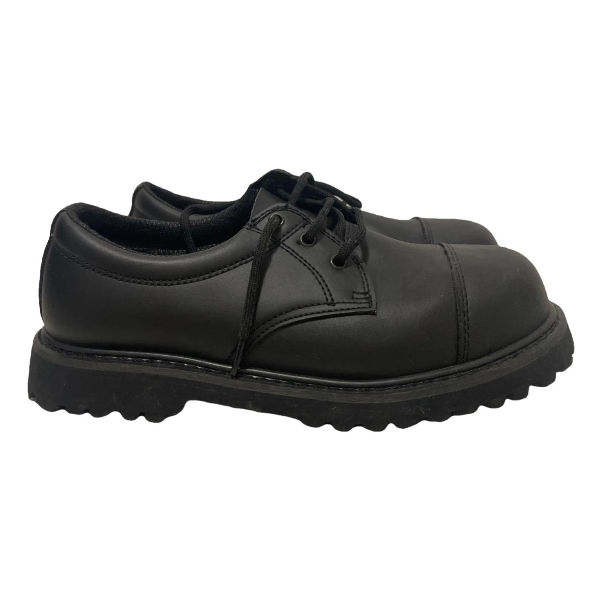 Pre-owned Buffalo Leather Flats In Black