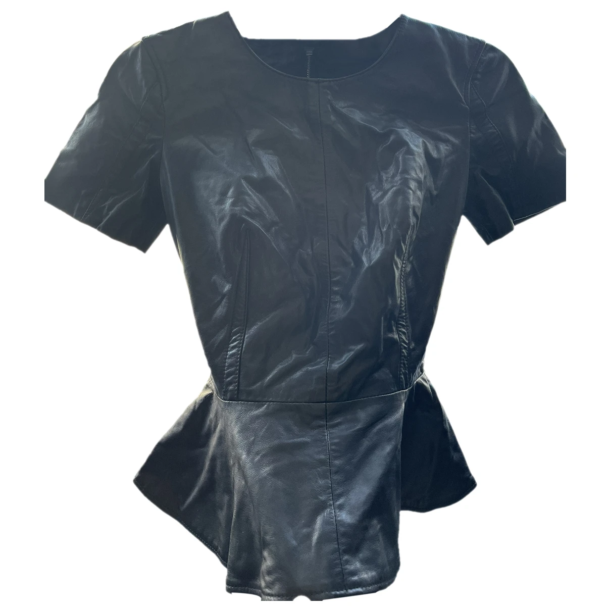 Pre-owned Alexander Mcqueen Leather Blouse In Black