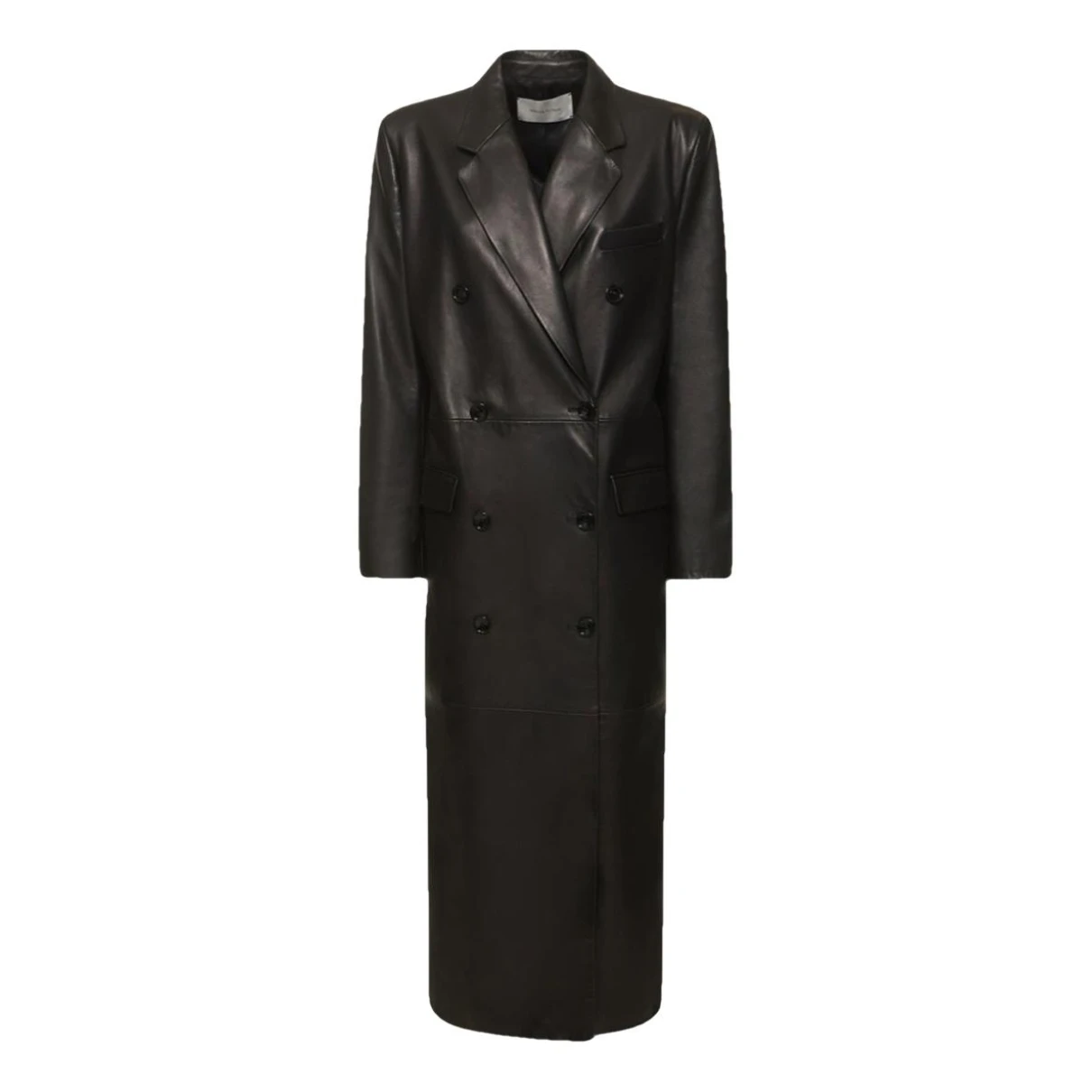 Pre-owned Magda Butrym Leather Coat In Black