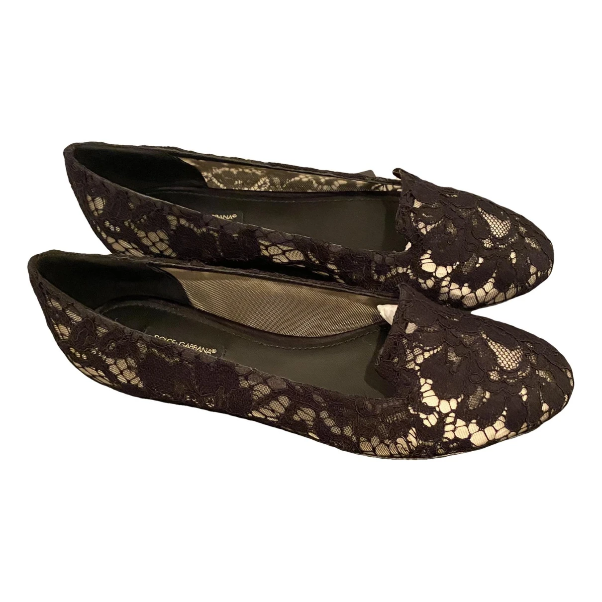 Pre-owned Dolce & Gabbana Taormina Cloth Ballet Flats In Black
