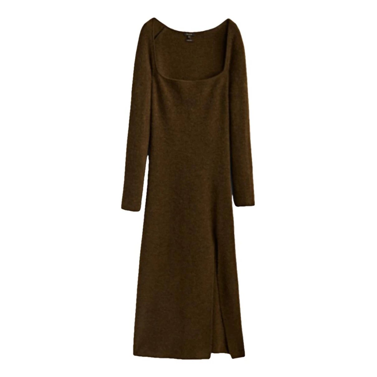 Pre-owned Massimo Dutti Wool Maxi Dress In Brown