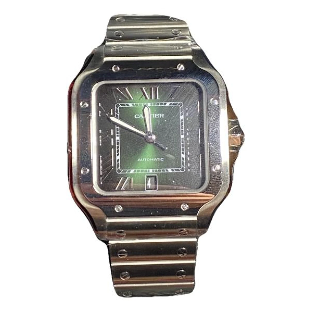 Pre-owned Cartier Santos 100 Xl Watch In Green