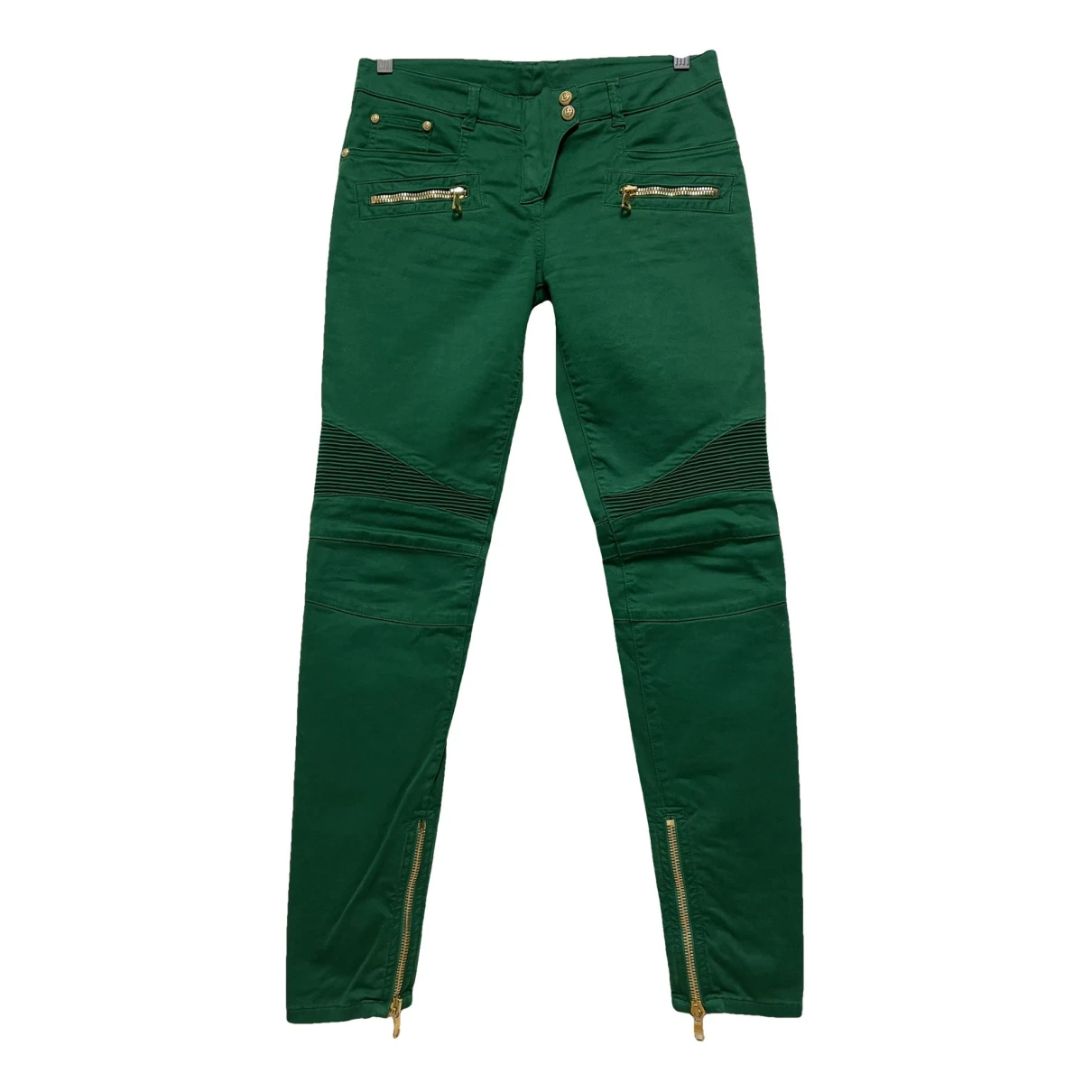 Pre-owned Balmain Trousers In Green