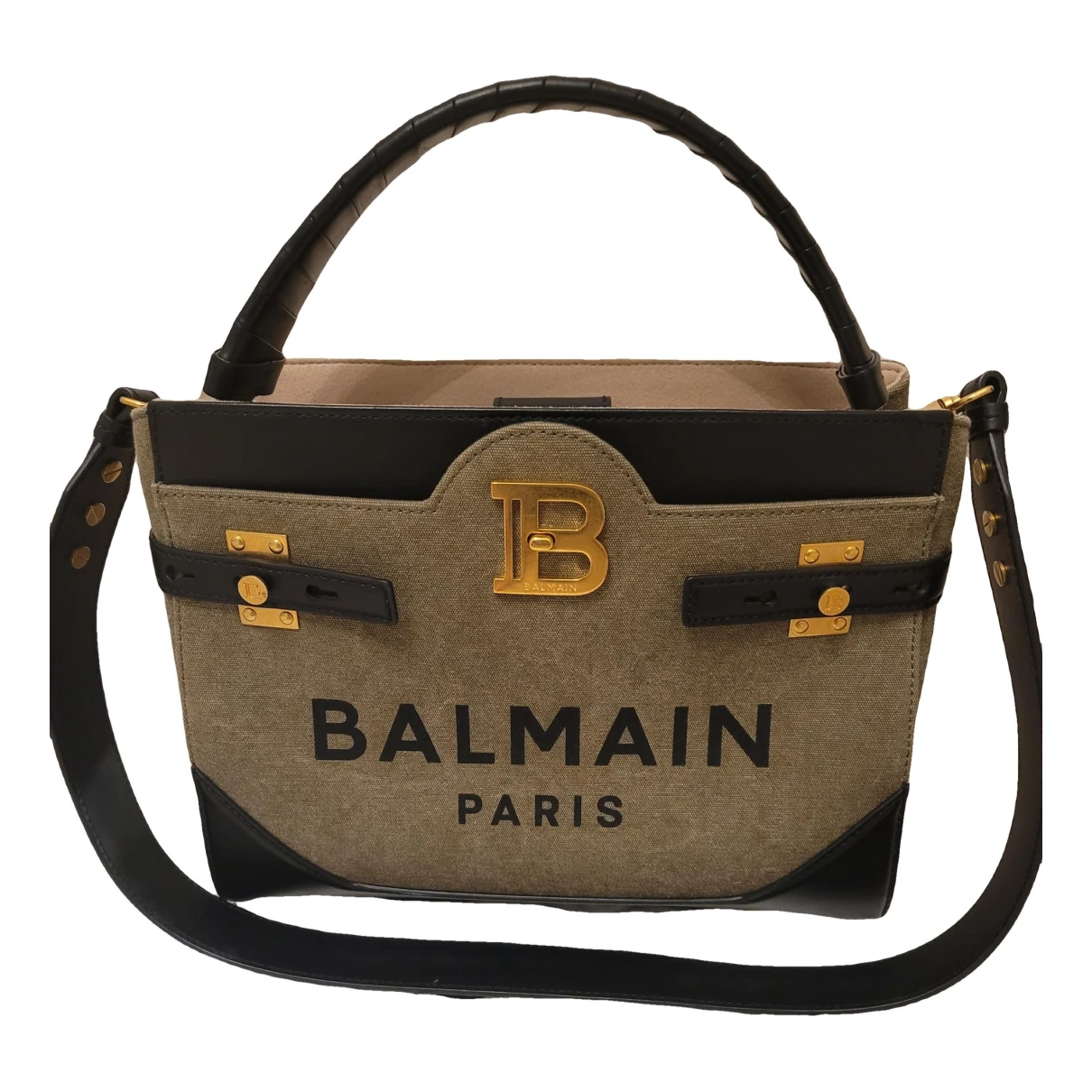 Pre-owned Balmain Bbag 18 Handbag In Green