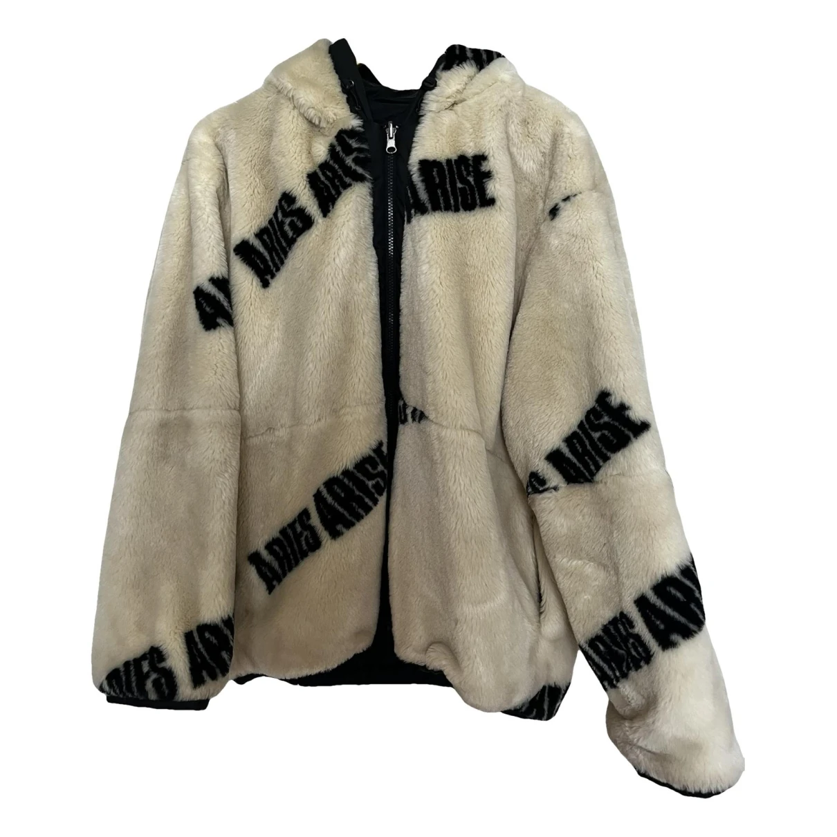 Pre-owned Aries Faux Fur Jacket In Beige