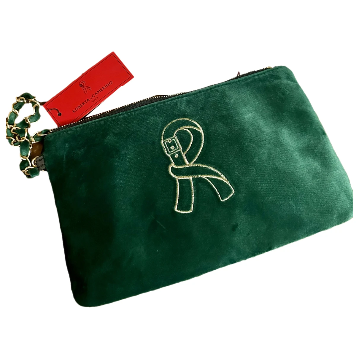 Pre-owned Roberta Di Camerino Velvet Clutch Bag In Green
