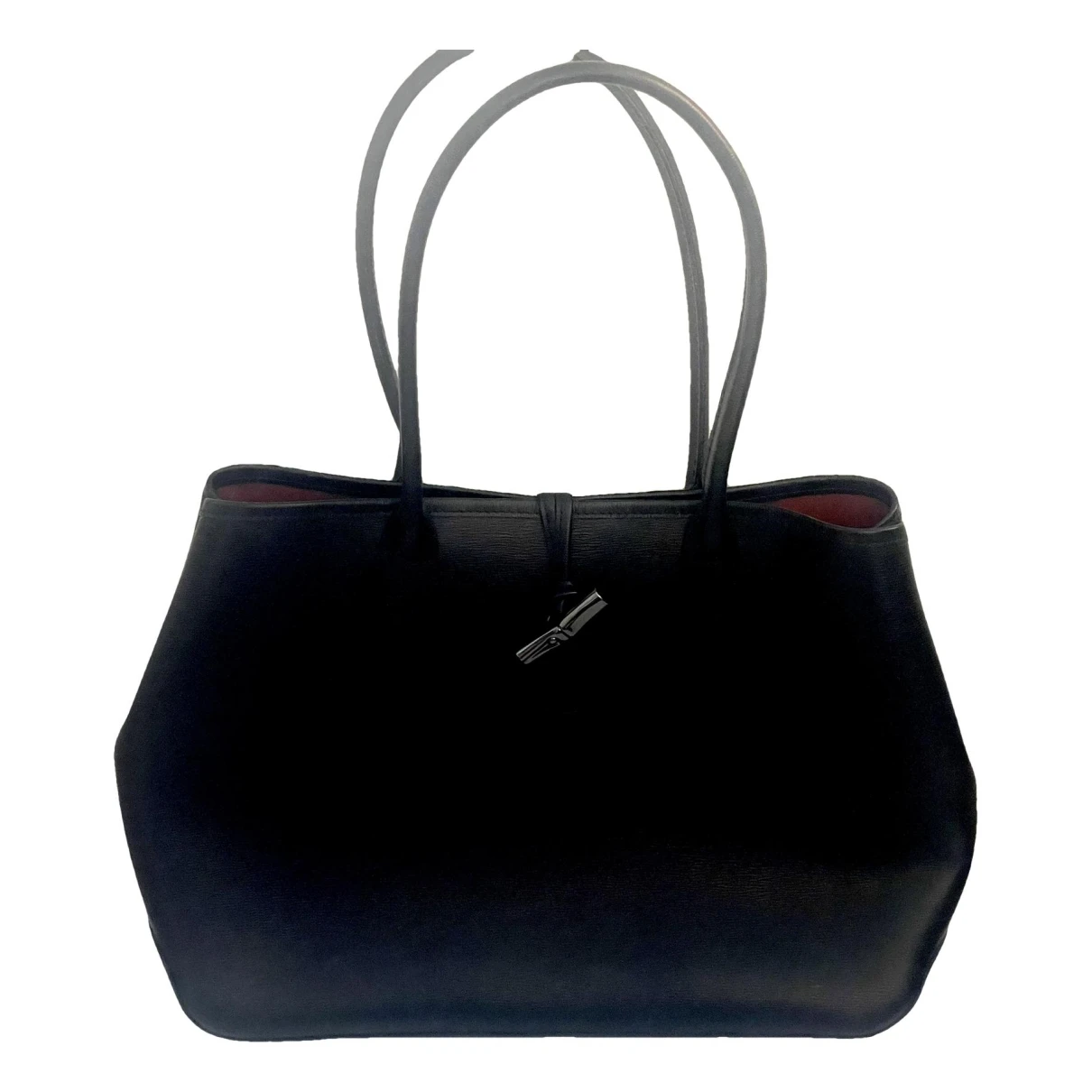 Pre-owned Longchamp Roseau Leather Tote In Black