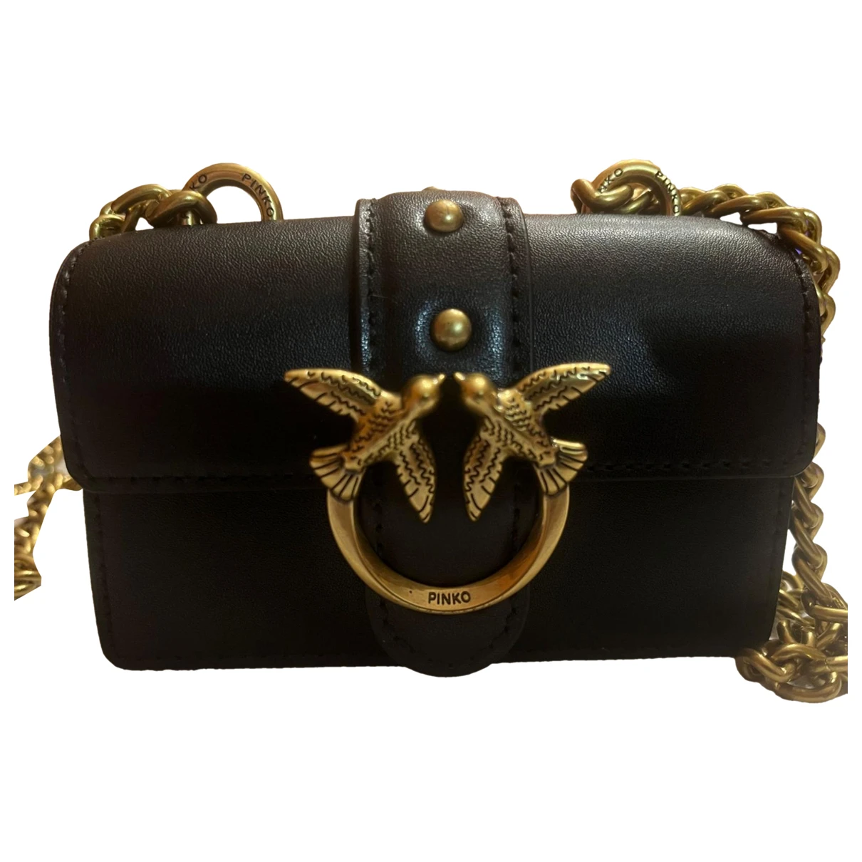 Pre-owned Pinko Leather Clutch Bag In Black