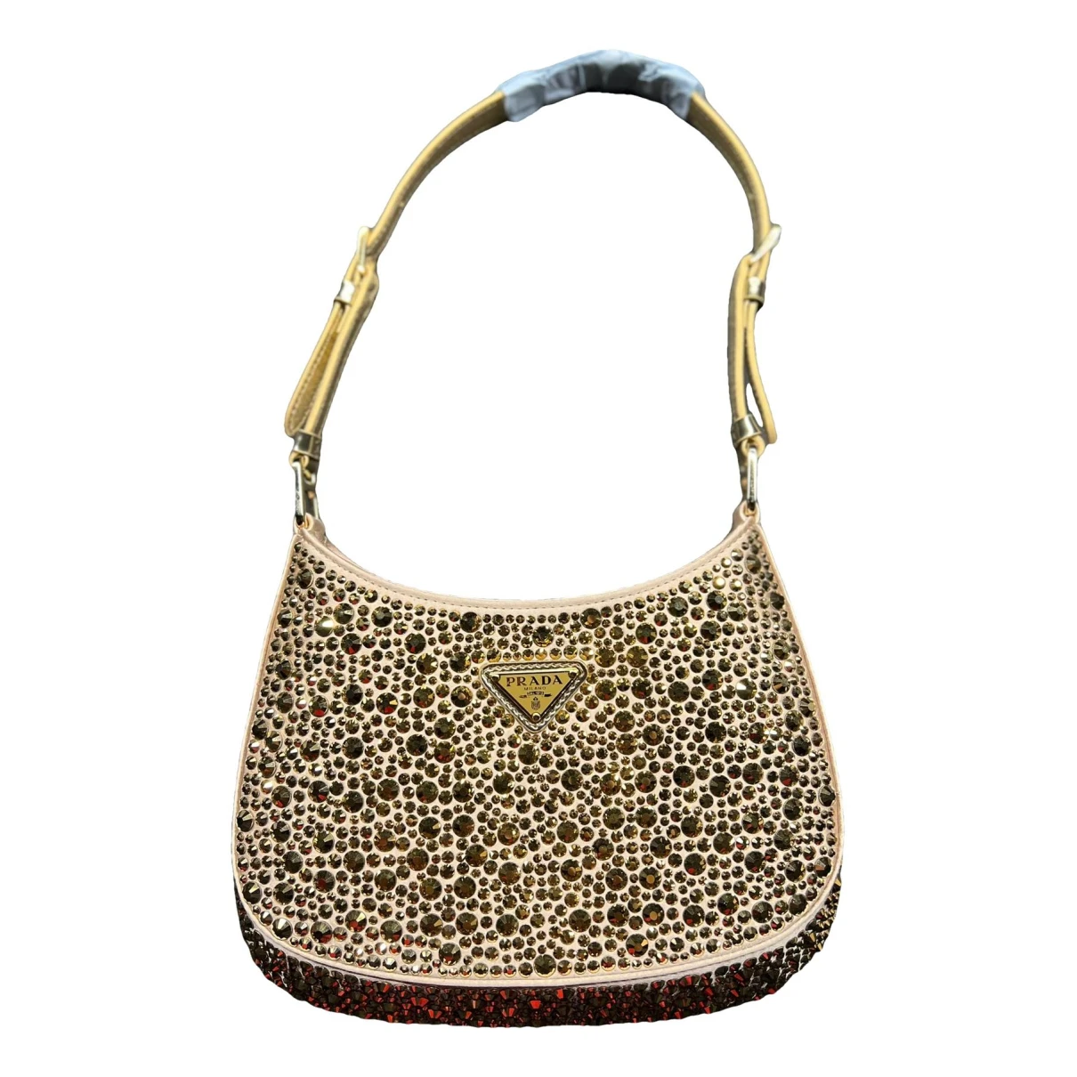 Pre-owned Prada Cleo Silk Handbag In Gold