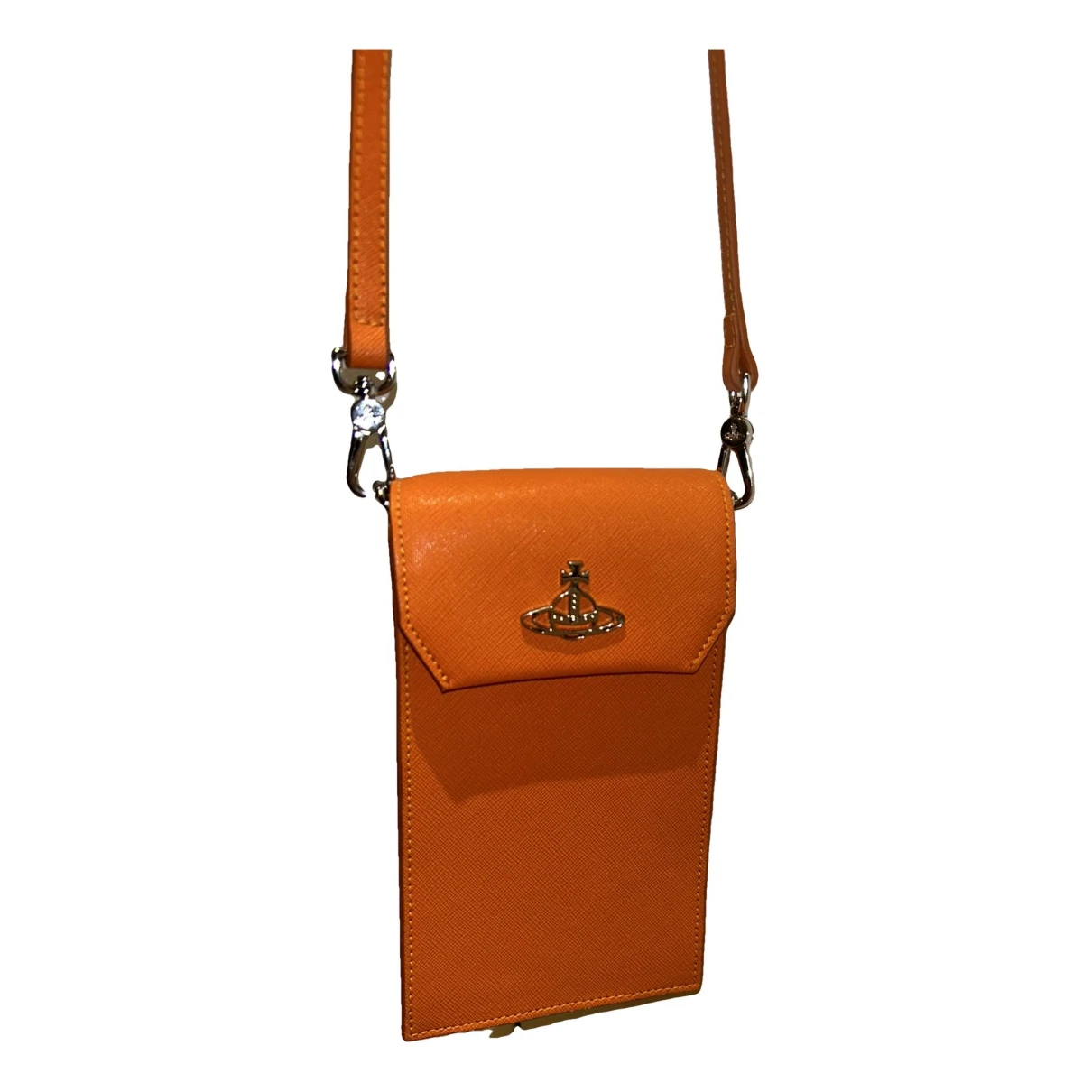 Pre-owned Vivienne Westwood Leather Clutch Bag In Orange