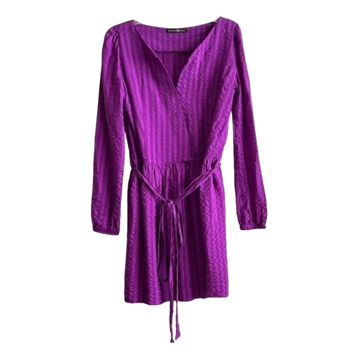 Pre-owned Balenciaga Silk Mini Dress In Purple