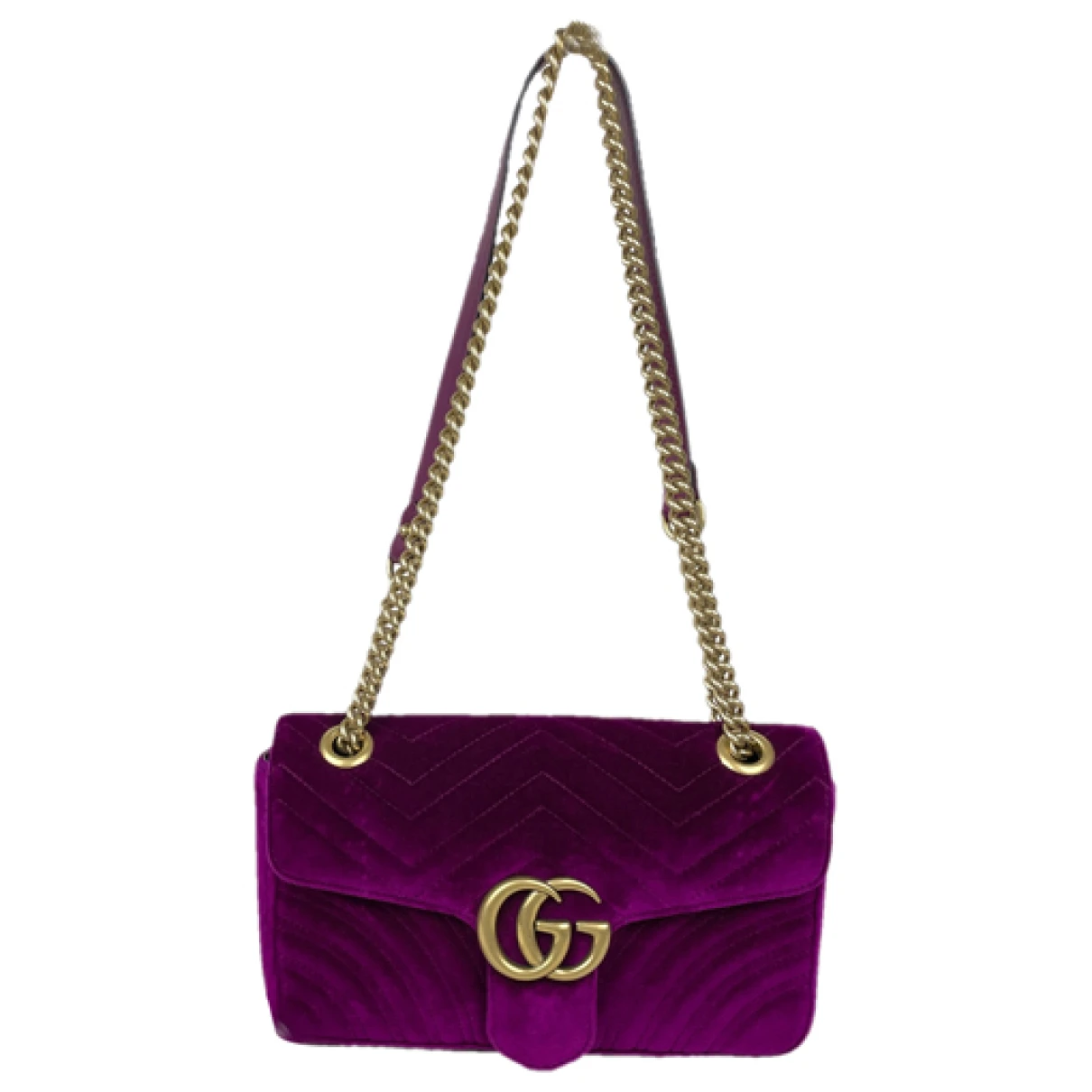 Pre-owned Gucci Gg Marmont Velvet Crossbody Bag In Purple
