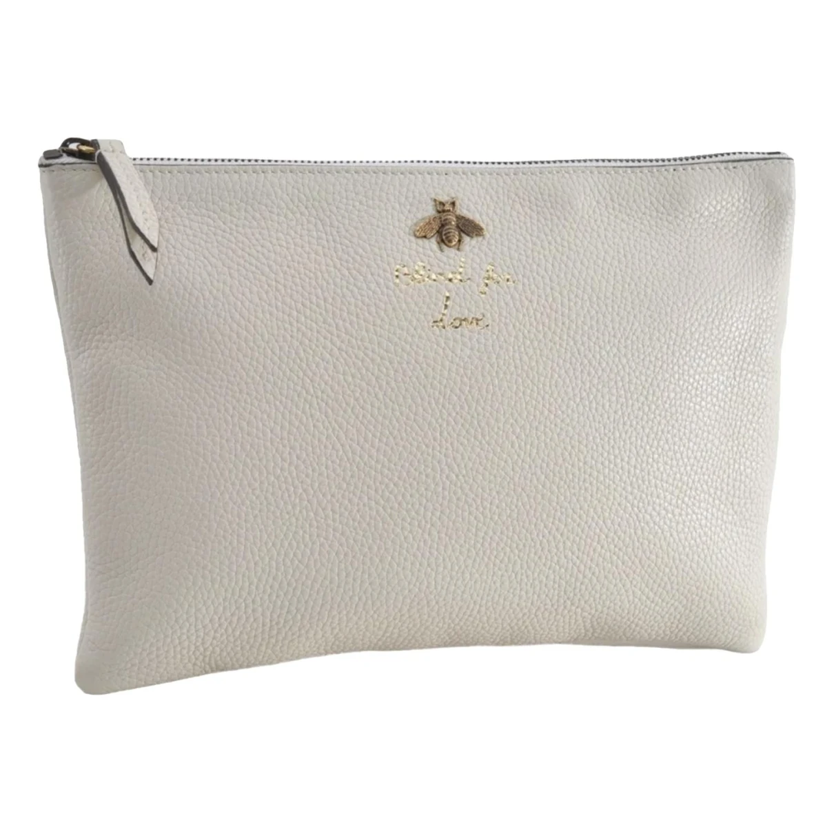 Pre-owned Gucci Animalier Leather Clutch Bag In White
