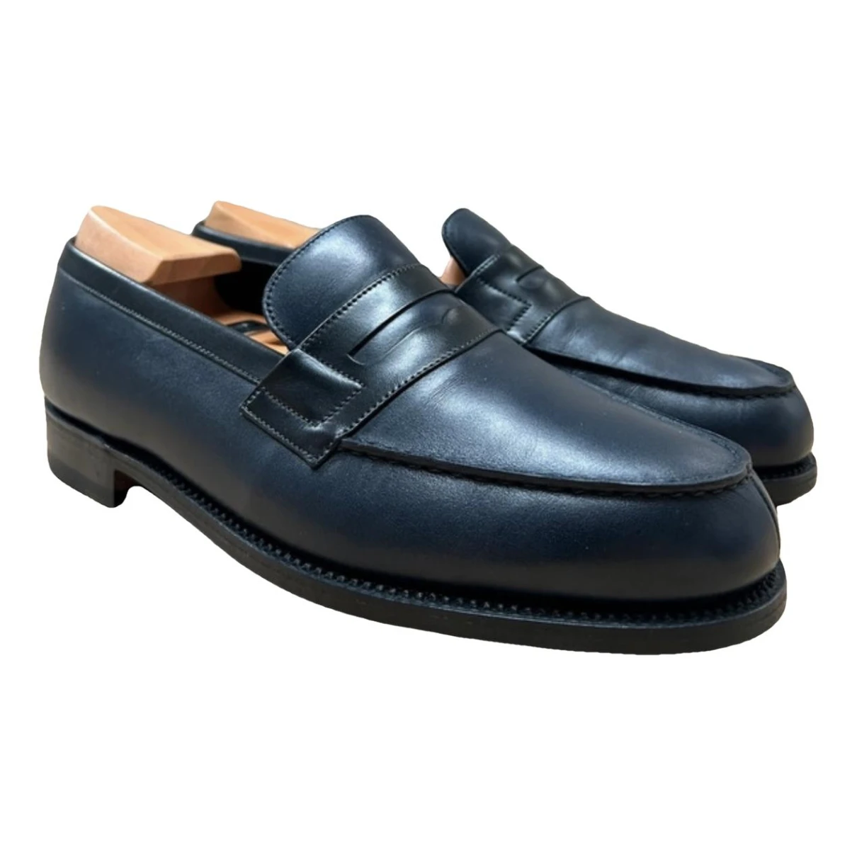 Pre-owned Jm Weston Leather Flats In Black
