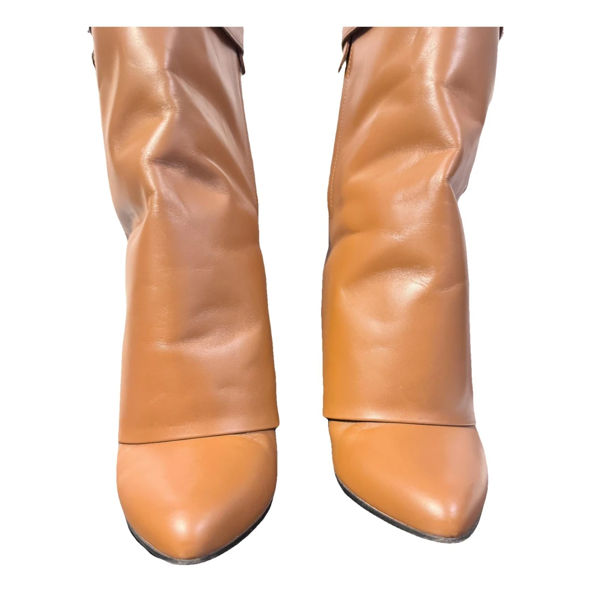 Pre-owned Givenchy Shark Leather Boots In Camel