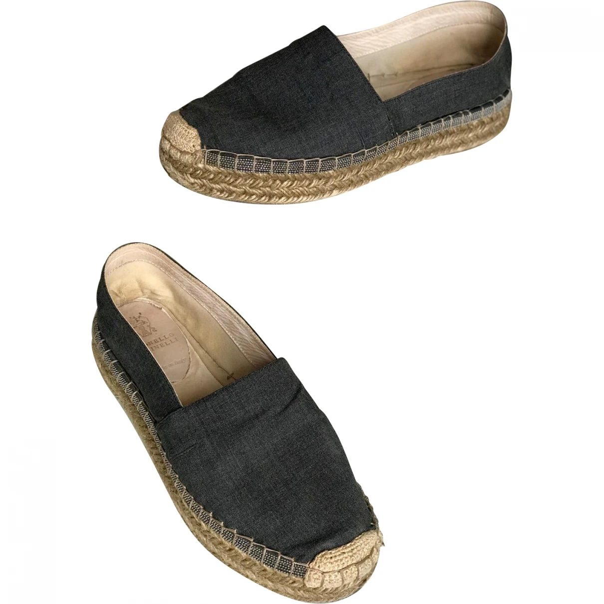 Pre-owned Brunello Cucinelli Cloth Espadrilles In Navy