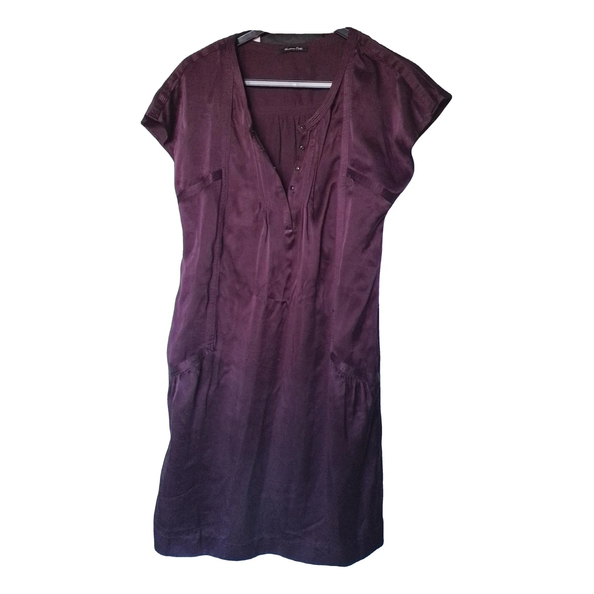 Pre-owned Massimo Dutti Silk Mid-length Dress In Burgundy
