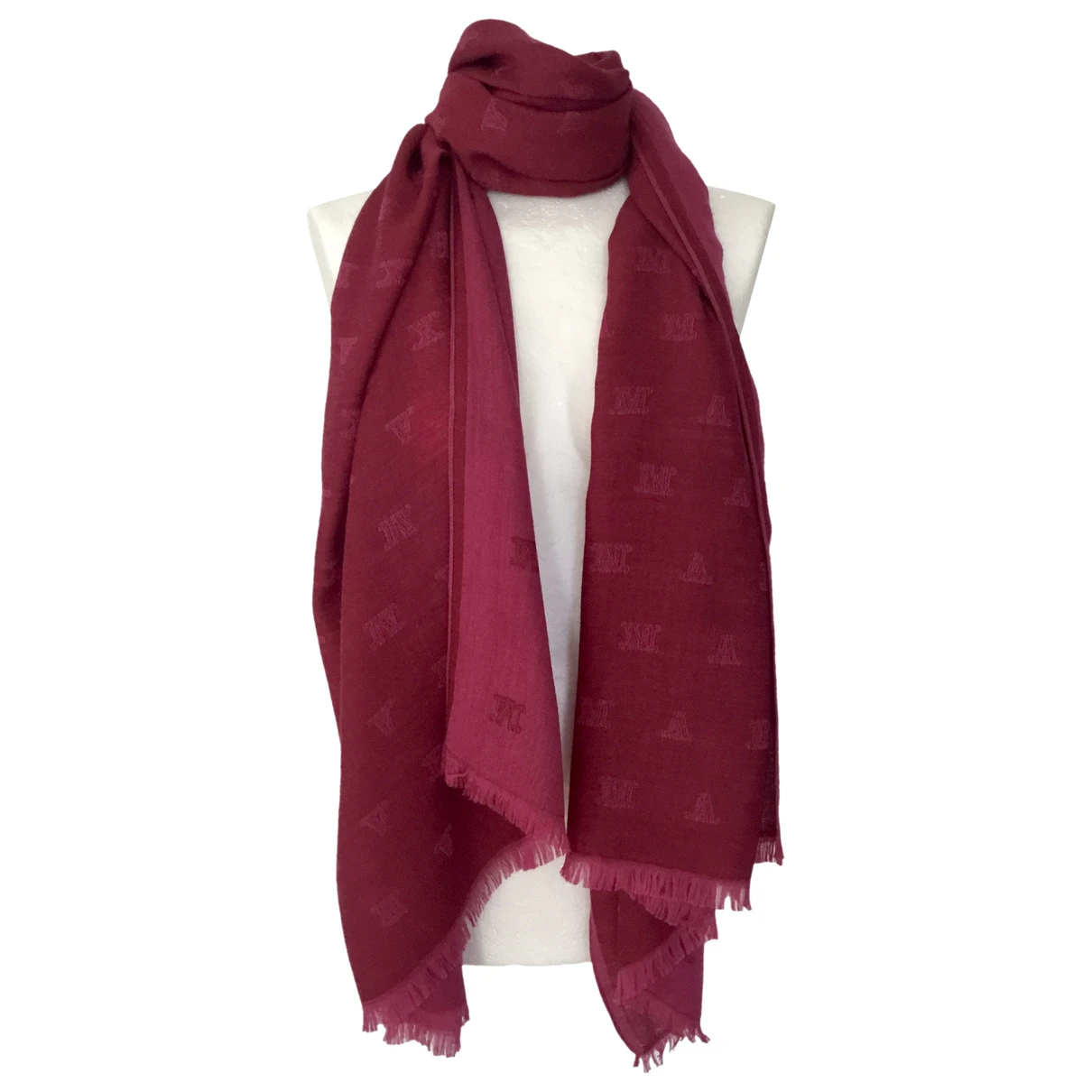 Pre-owned Max Mara Wool Cheche In Burgundy