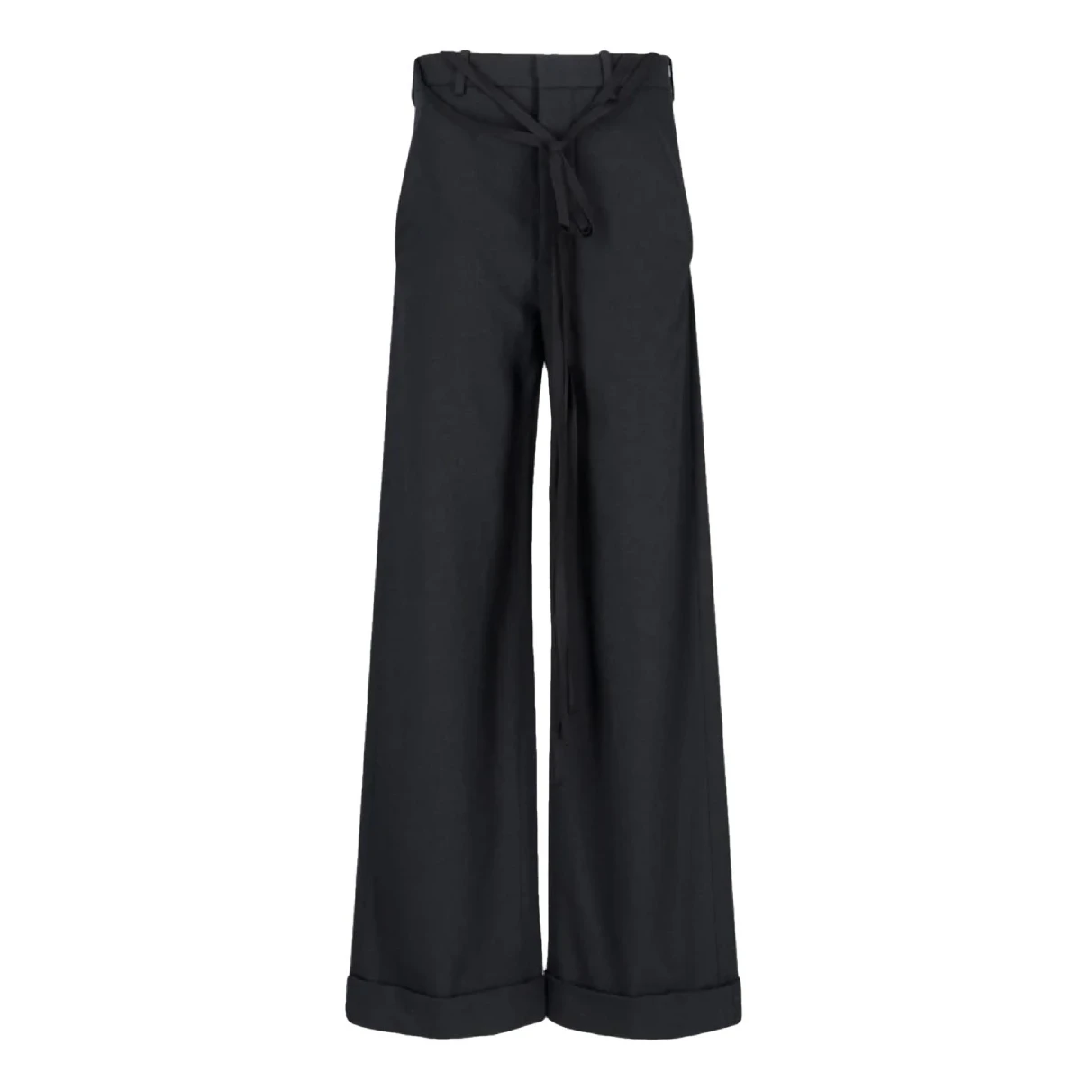Pre-owned Ann Demeulemeester Silk Trousers In Black