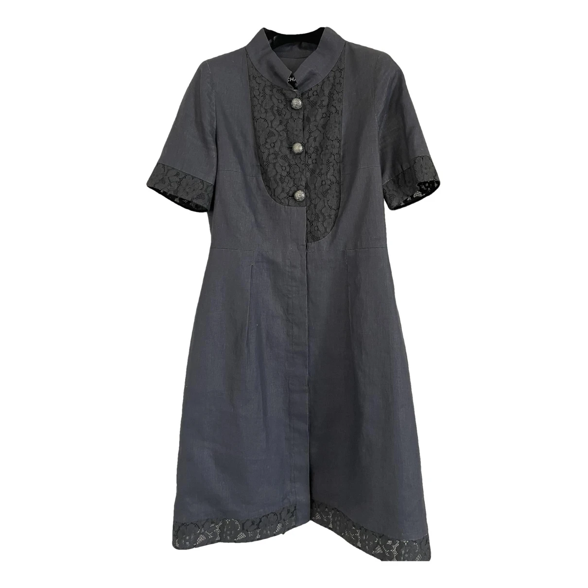 Pre-owned Chanel Linen Mid-length Dress In Grey