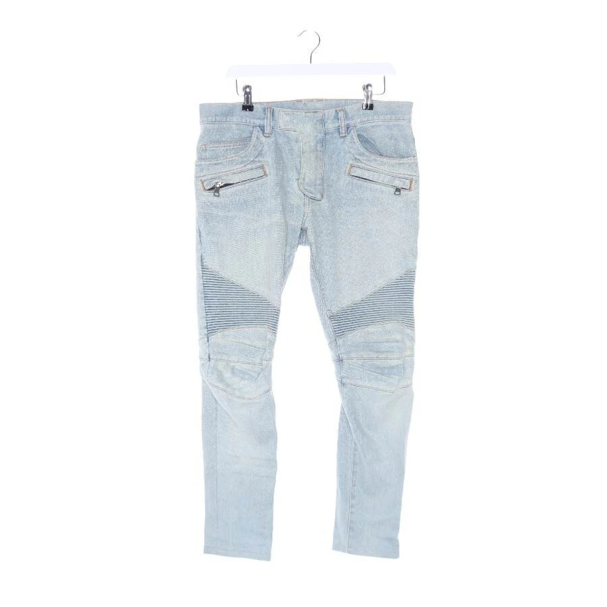 Pre-owned Balmain Straight Jeans In Blue