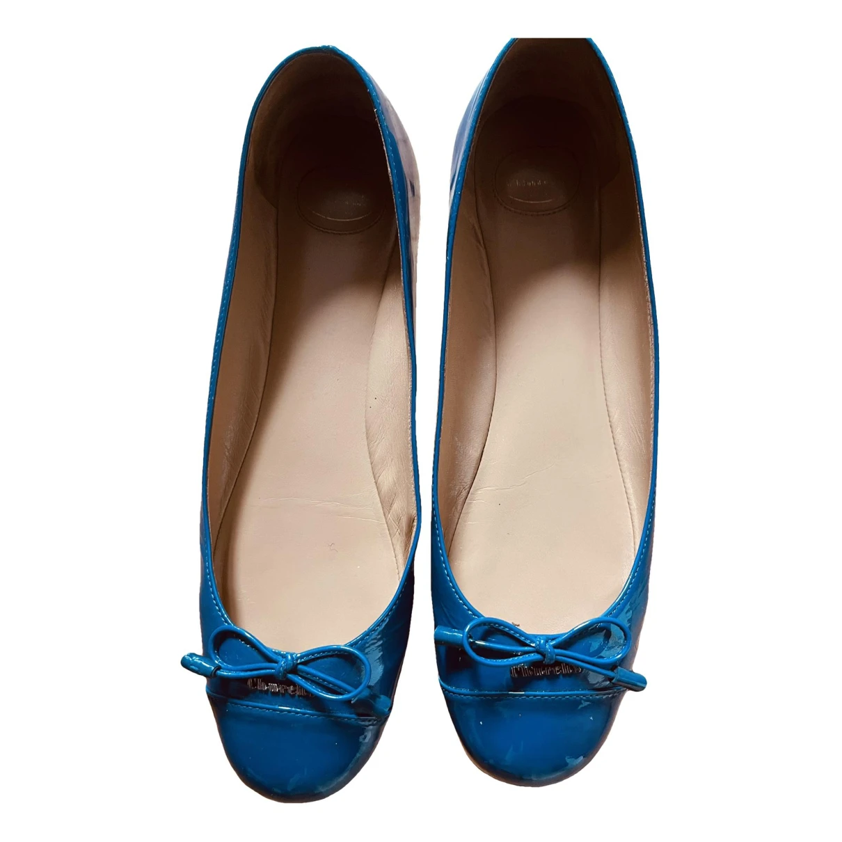 Pre-owned Church's Patent Leather Ballet Flats In Blue