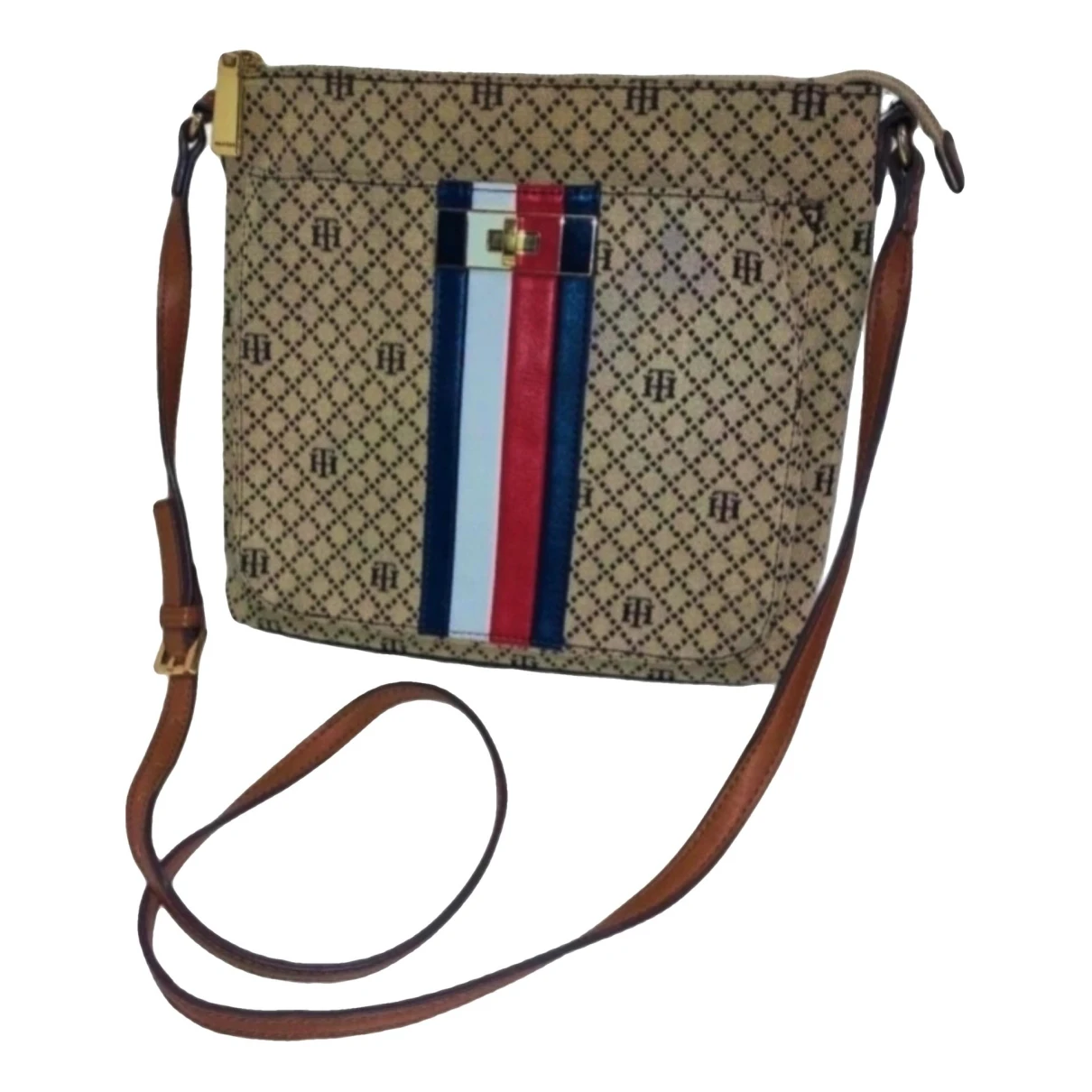 Pre-owned Tommy Hilfiger Cloth Crossbody Bag In Beige