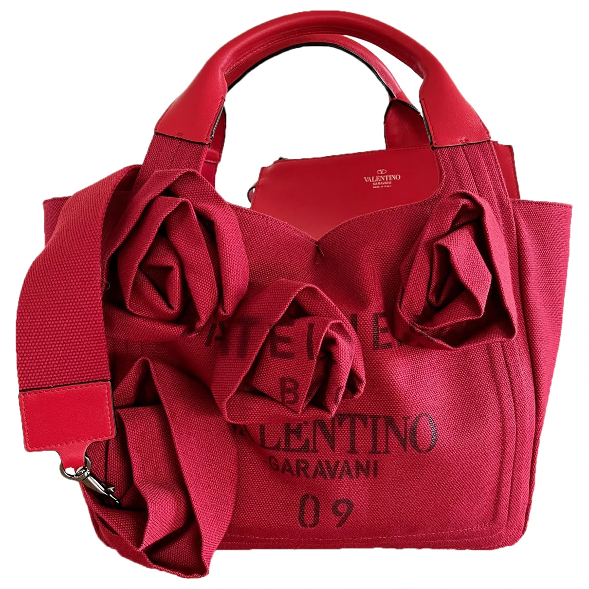 Pre-owned Valentino Garavani Cloth Tote In Red