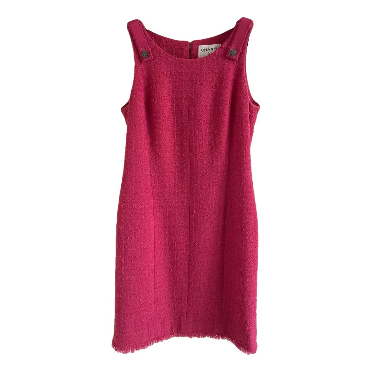 Pre-owned Chanel Tweed Mid-length Dress In Pink
