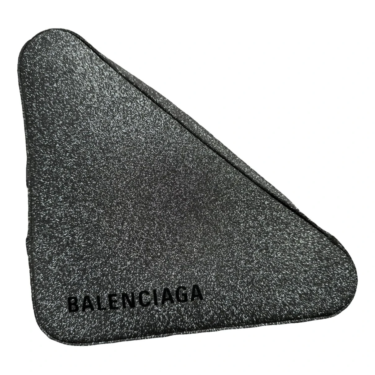 Pre-owned Balenciaga Triangle Glitter Clutch Bag In Silver