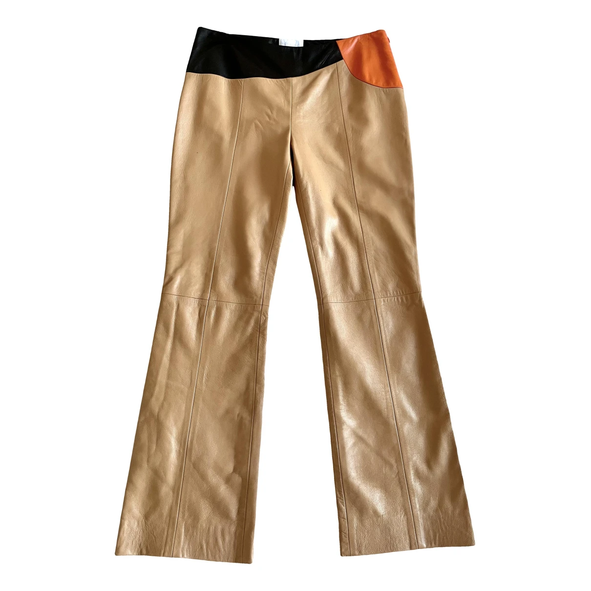 Pre-owned Iceberg Leather Trousers In Camel