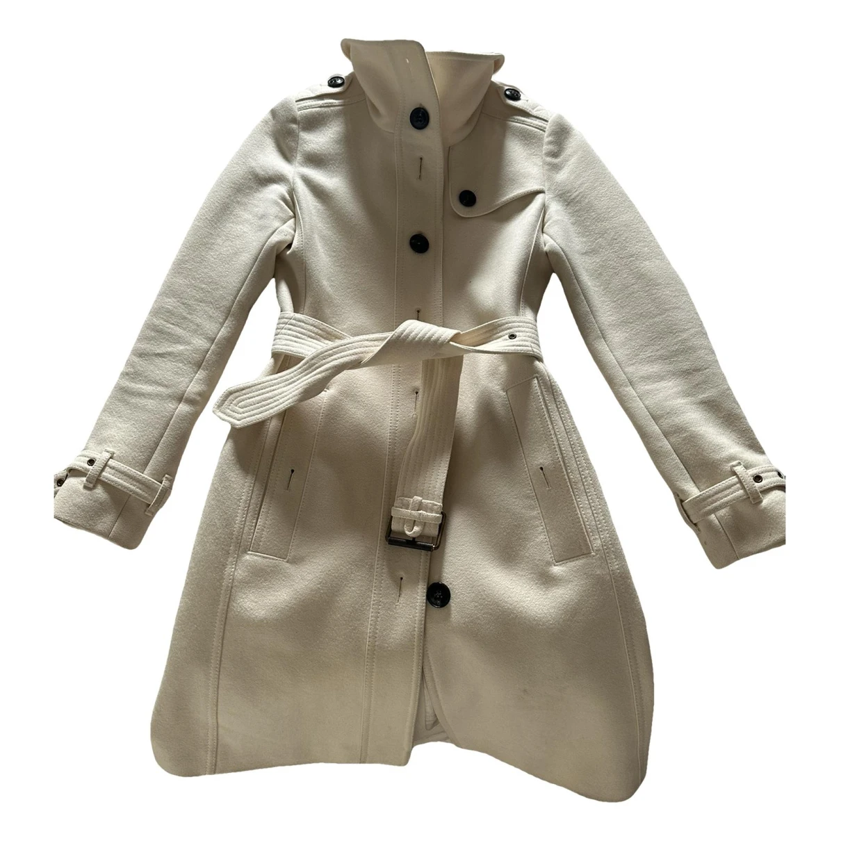 Pre-owned Burberry Wool Coat In White