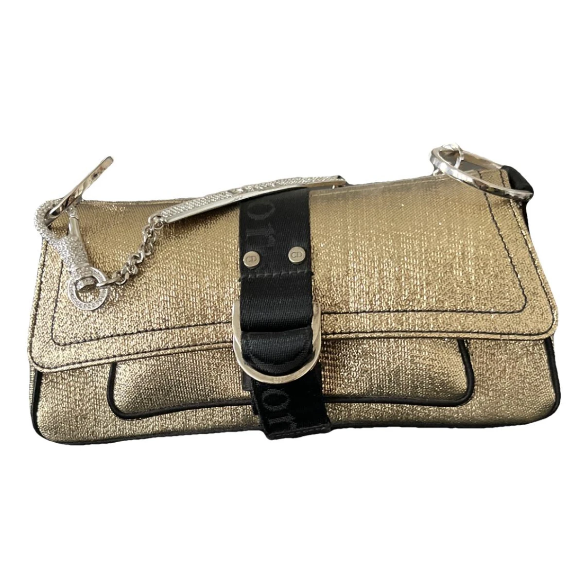 Pre-owned Dior Silk Clutch Bag In Gold