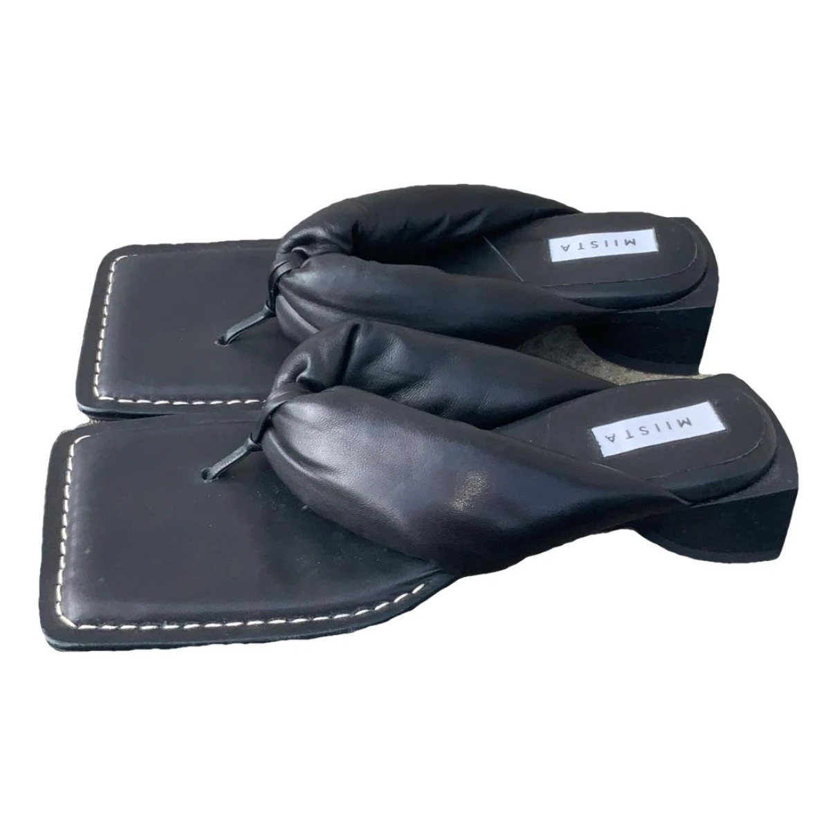 Pre-owned Miista Leather Flip Flops In Black