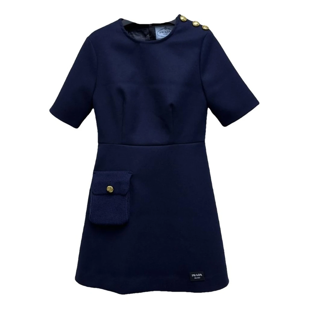 Pre-owned Prada Wool Mini Dress In Blue