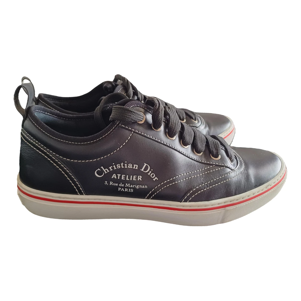 Pre-owned Dior Leather Low Trainers In Black