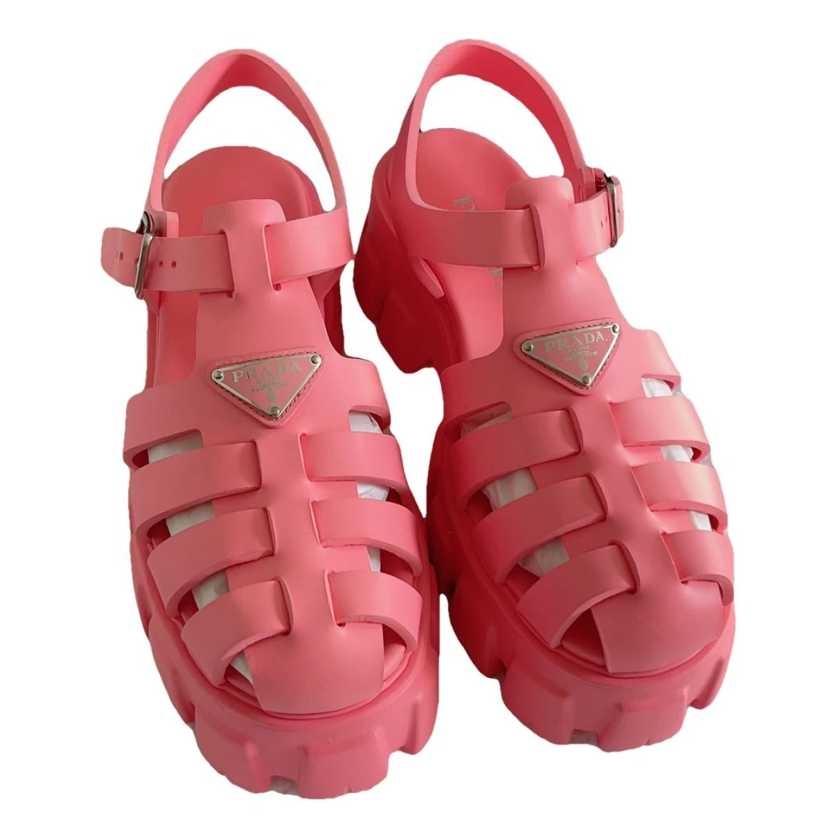 Pre-owned Prada Monolith Sandal In Pink