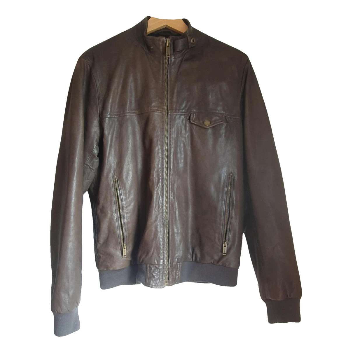 Pre-owned Chevignon Leather Jacket In Green