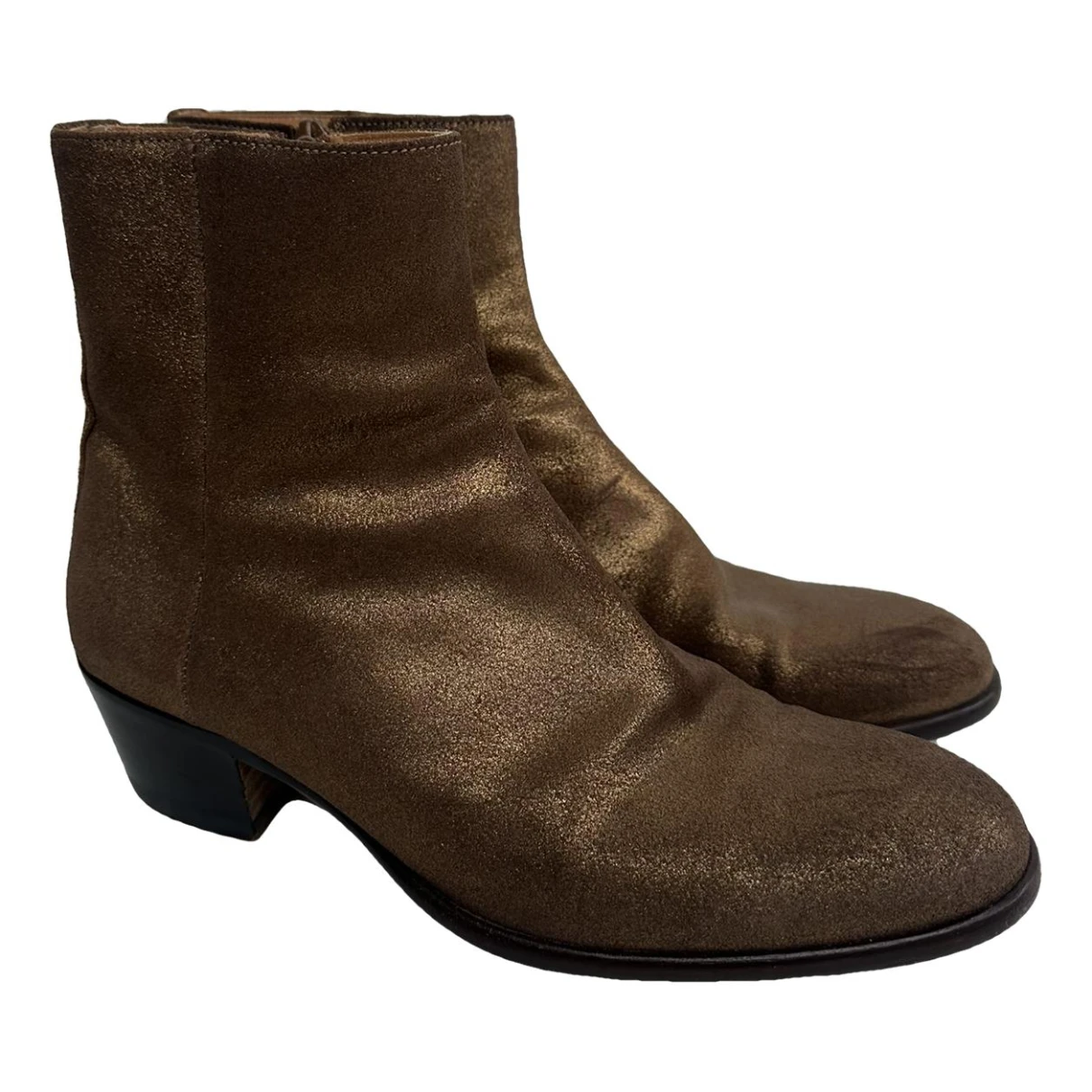 Pre-owned Maison Margiela Leather Ankle Boots In Gold