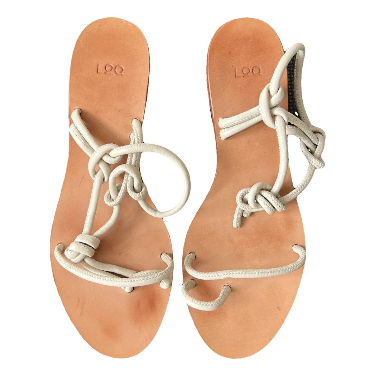 Pre-owned Loq Leather Sandal In Beige