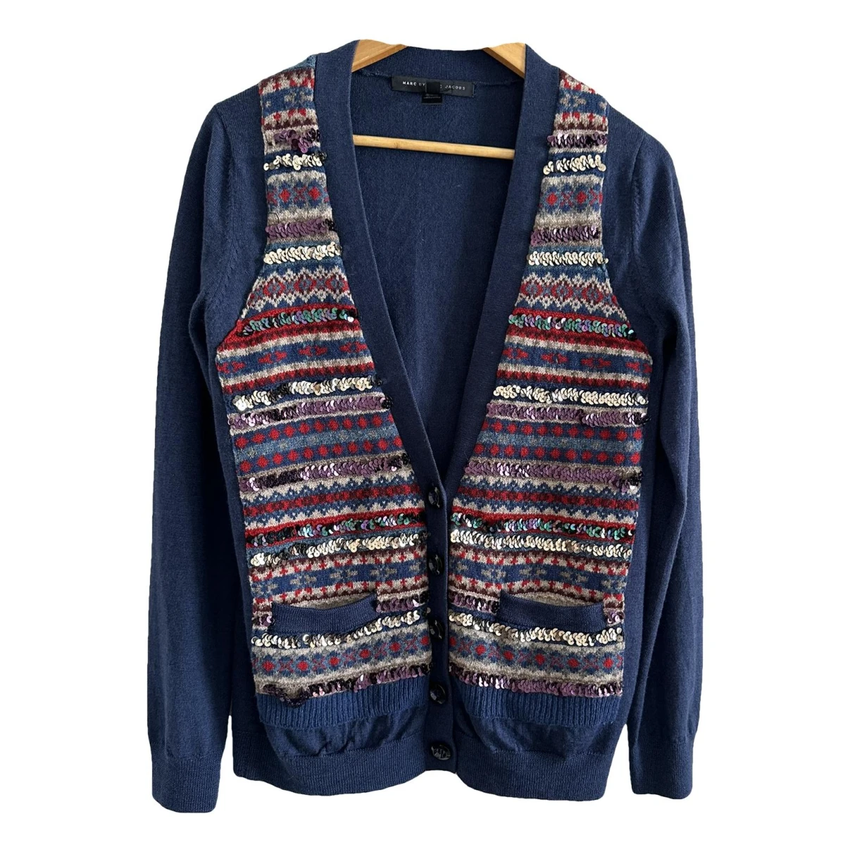 Pre-owned Marc By Marc Jacobs Wool Cardigan In Blue