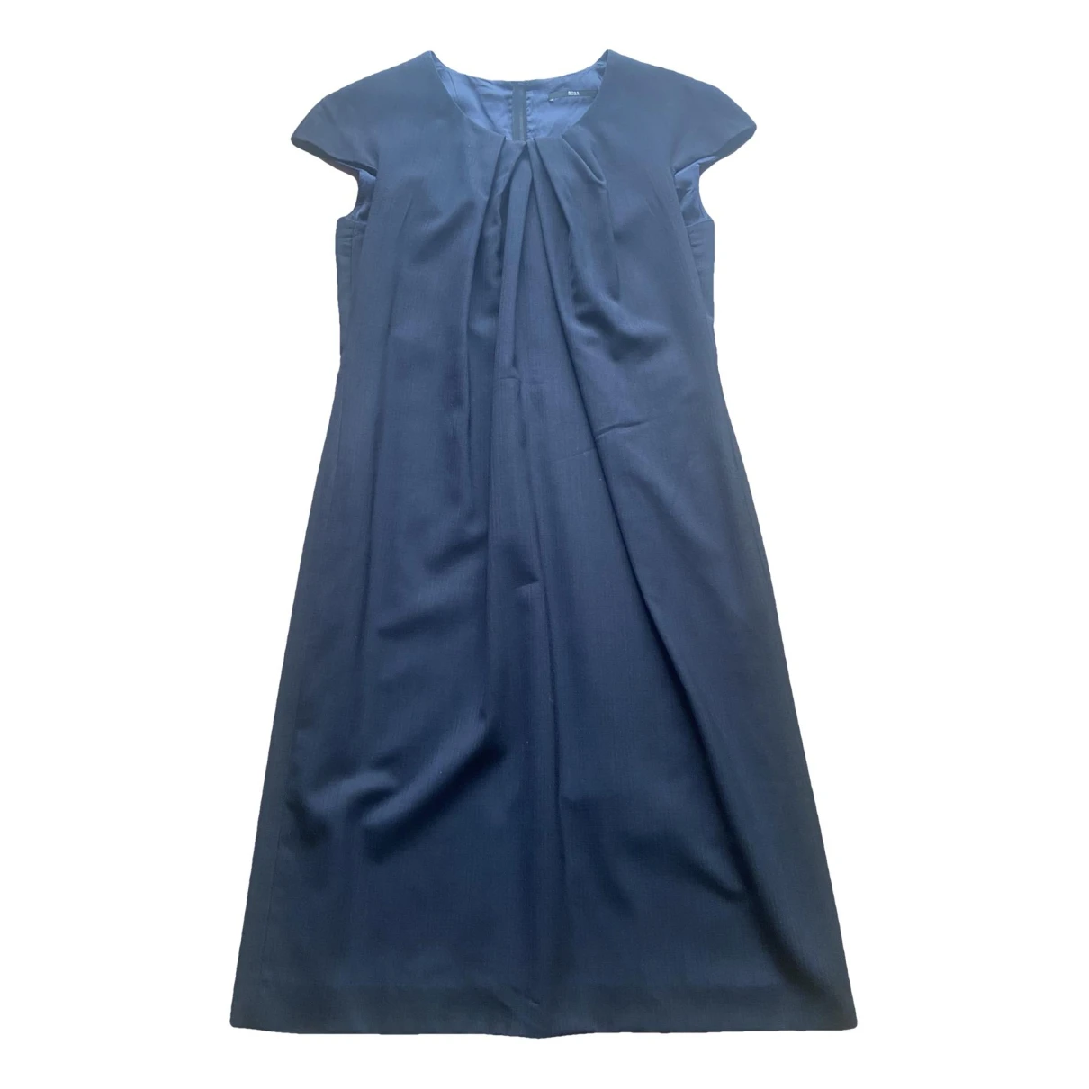 Pre-owned Hugo Boss Wool Mid-length Dress In Blue